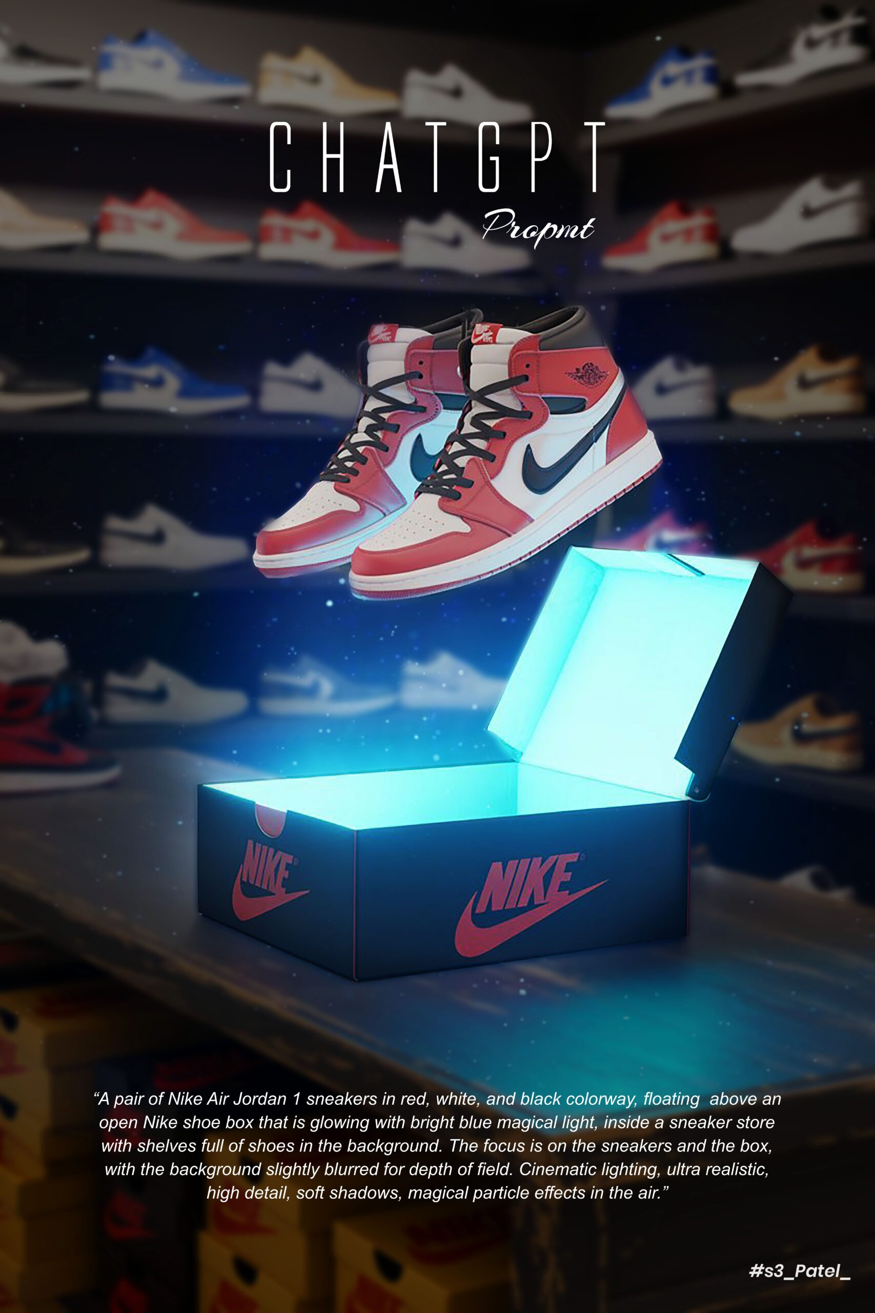 Nike Air Jordan 1 AI Prompt – Cinematic Sneaker Store Scene