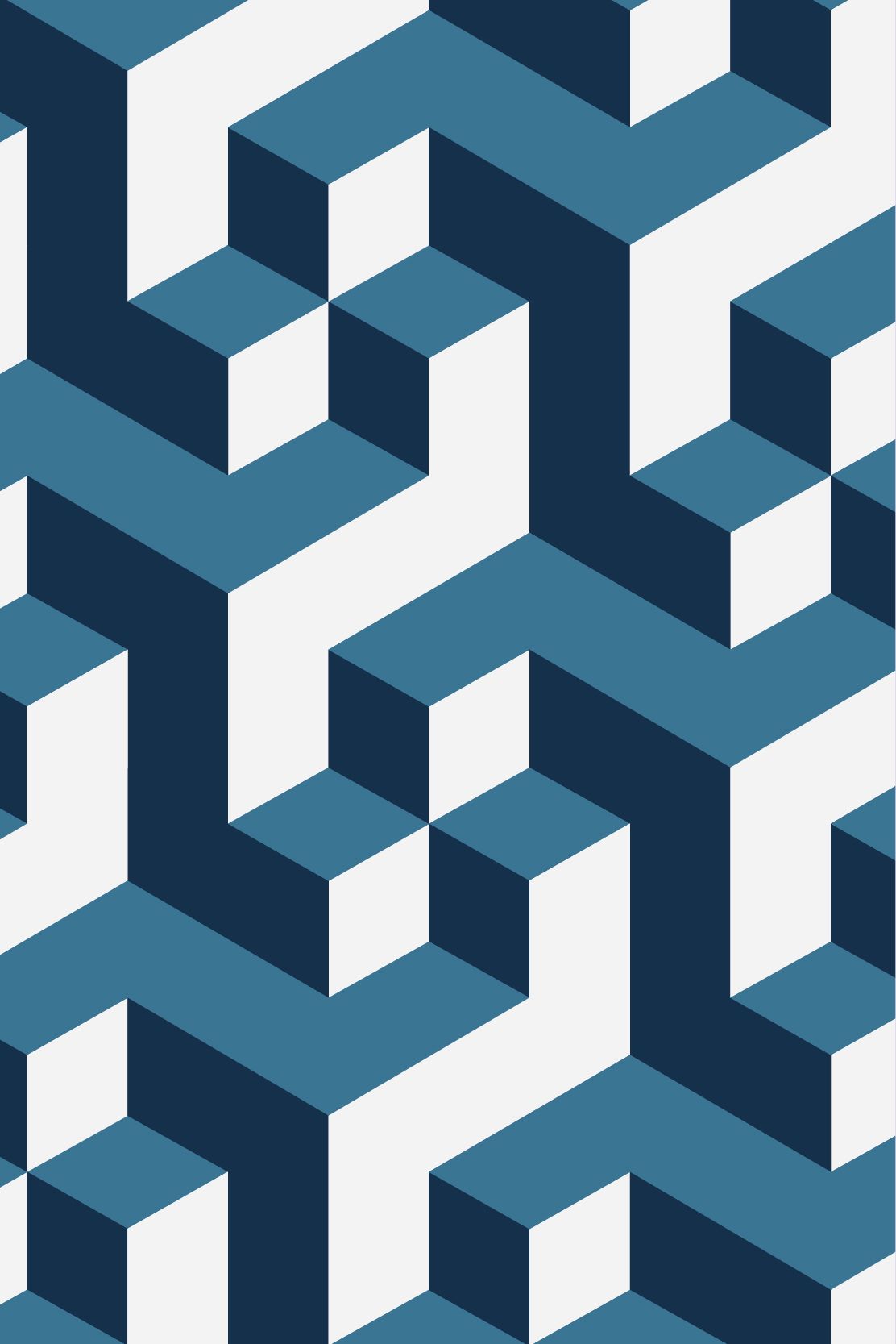 Bold Op Art Geometric Seamless Maze Pattern Vector | Blue and White 3D Isometric Background