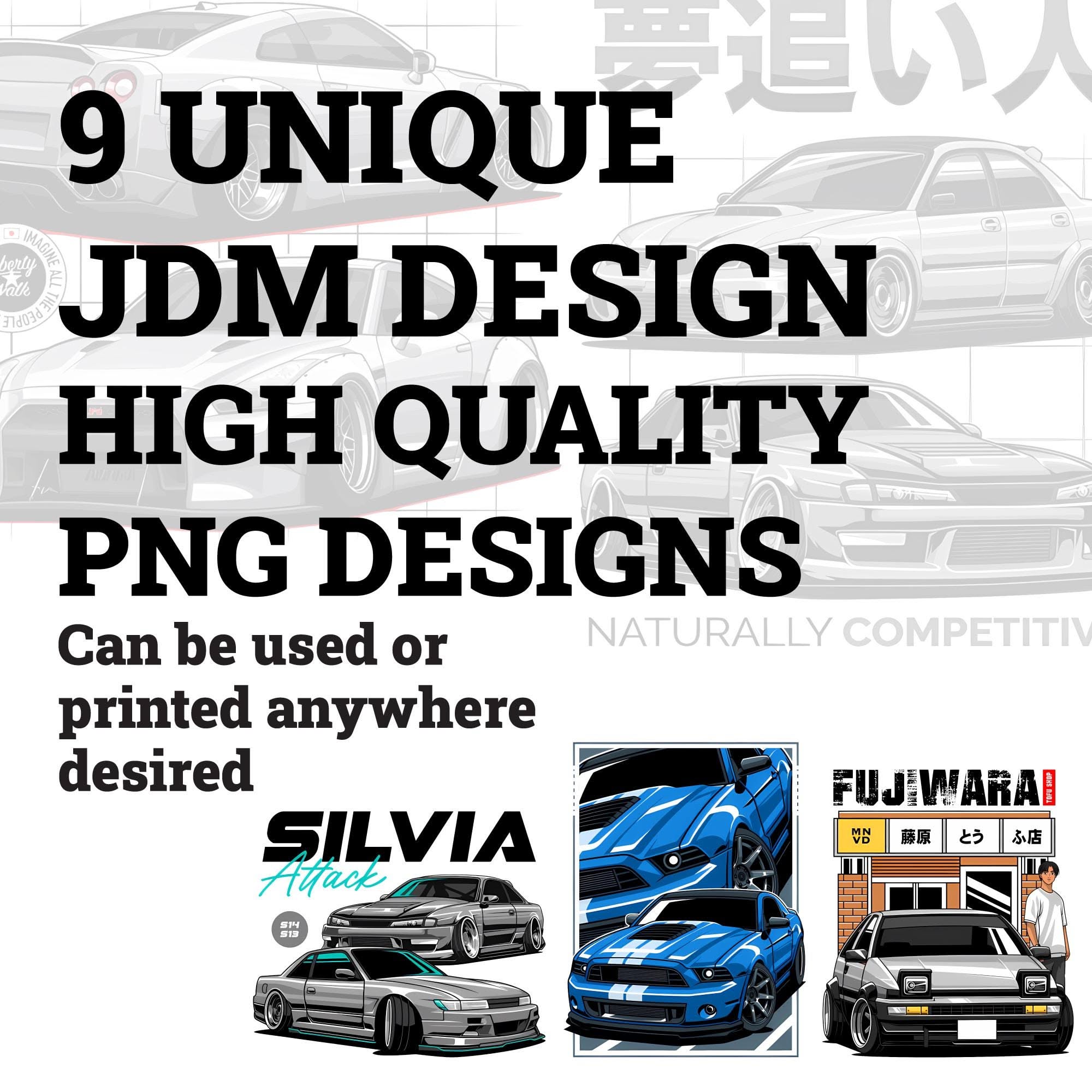 9 designs JDM uniques au format PNG pour t-shirts et impression