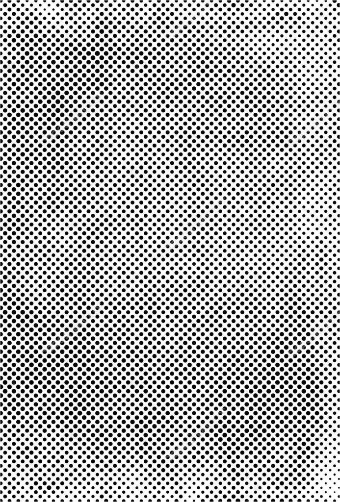 Black and white halftone dots vector texture. Distress mosaic pattern