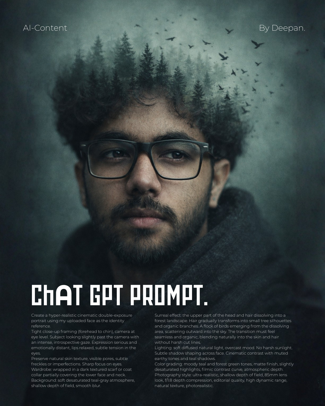 How to Create Moody Double-Exposure AI Portraits: A Surreal Forest Prompt Guide 🌲