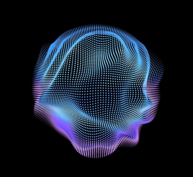 Abstract vector colorful mesh on dark background futuristic style card corrupted point sphere | Free Vector