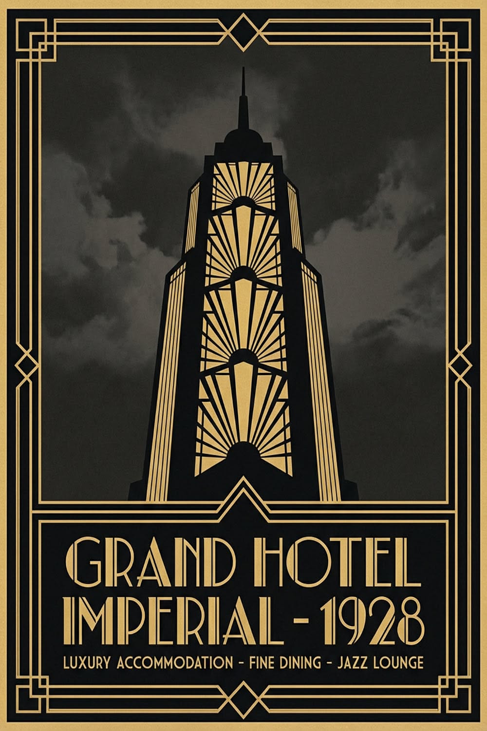 1920s Grand Hotel Poster – Vintage Art Deco Wall Art Digital Download