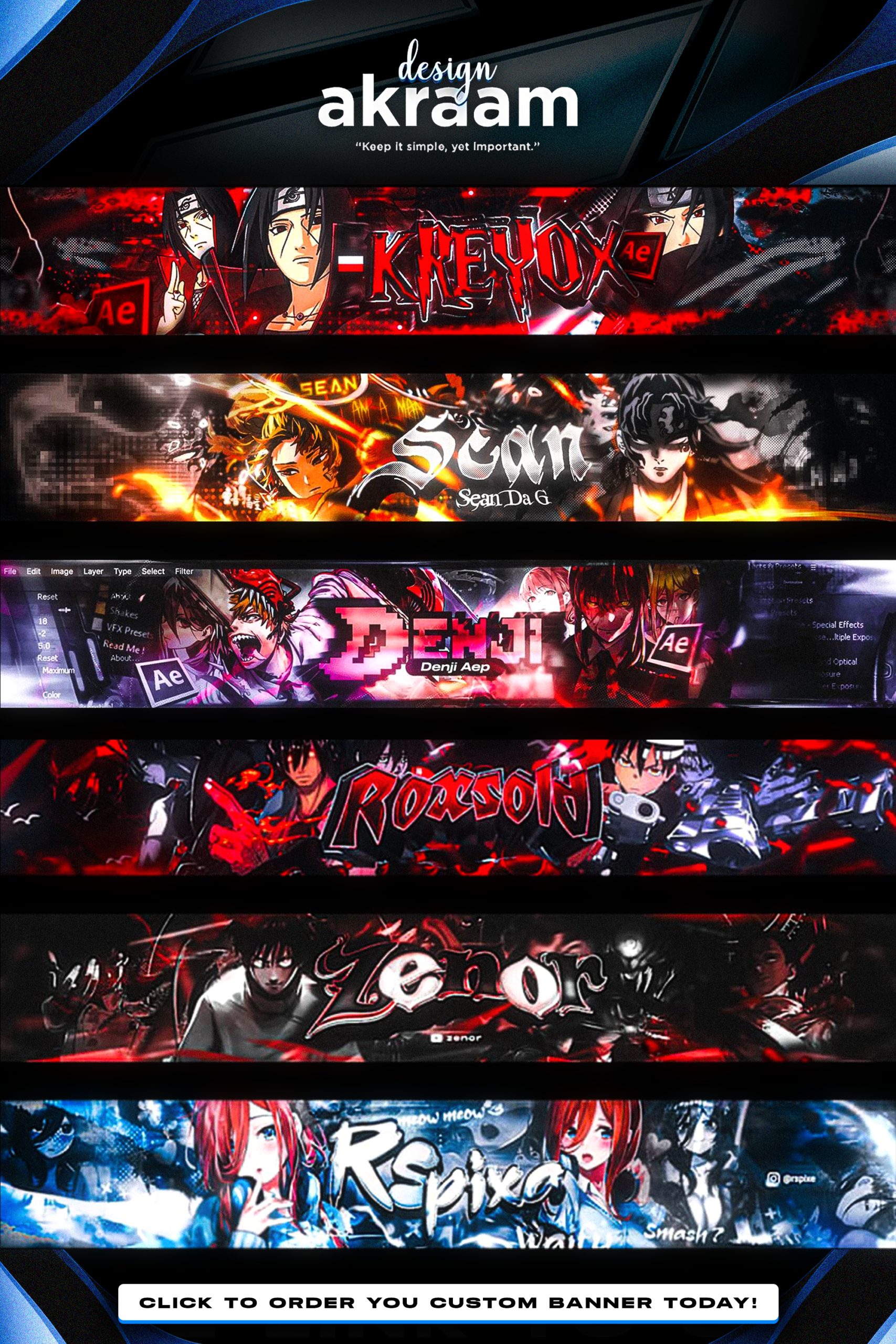 best anime banner header, twitter banner, youtube banner and gaming banner
