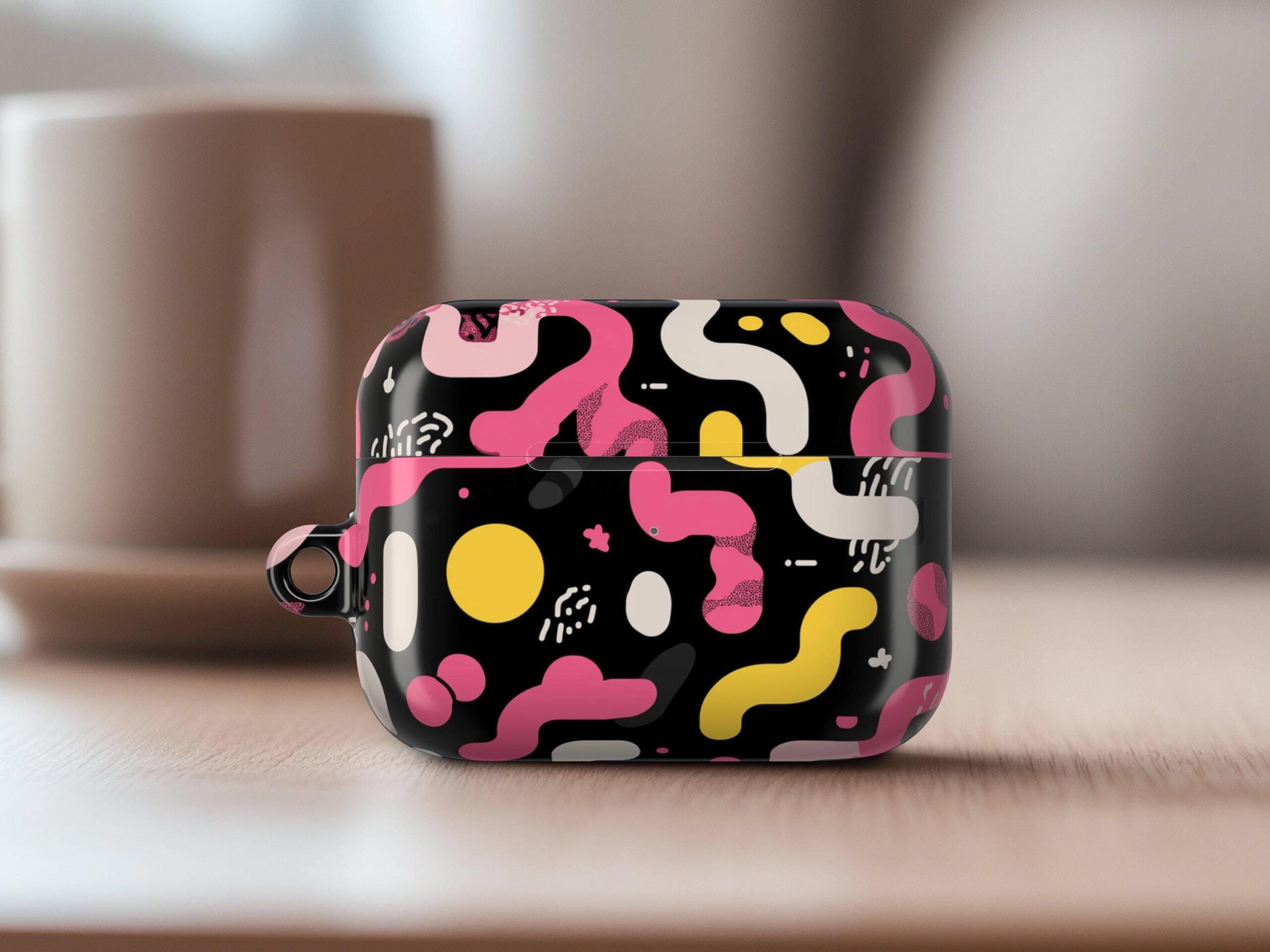 Abstract Pink Yellow AirPods Pro 2 Case, AirPods 1 2 3 4 Case, Modern Art AirPods Pro 1 Cover, Cute Aesthetic Gift, Gift for Her 00356