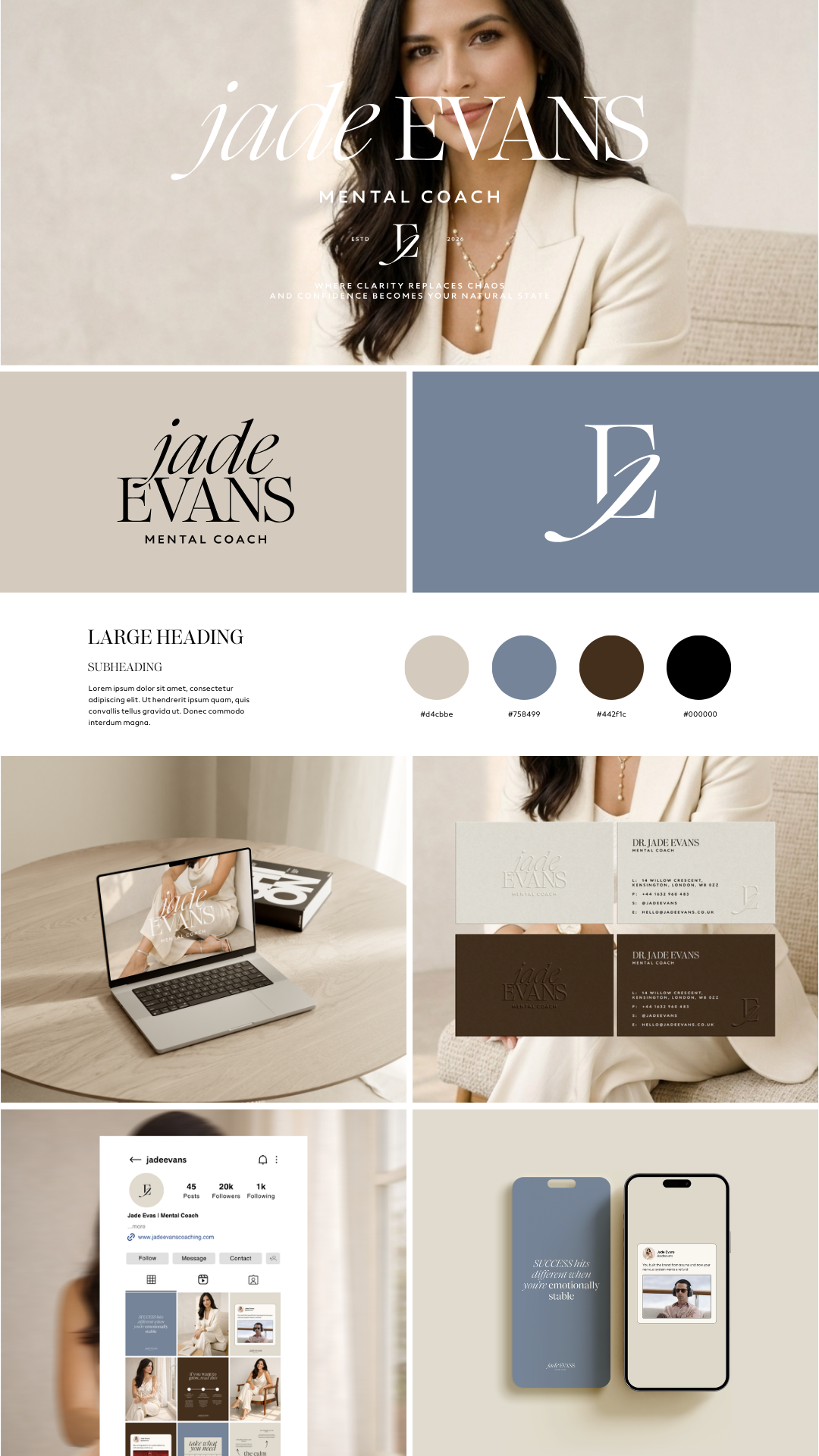 Refined Calm Authoritative Clean Approachable Elegant Logo and Branding | Mental Coach