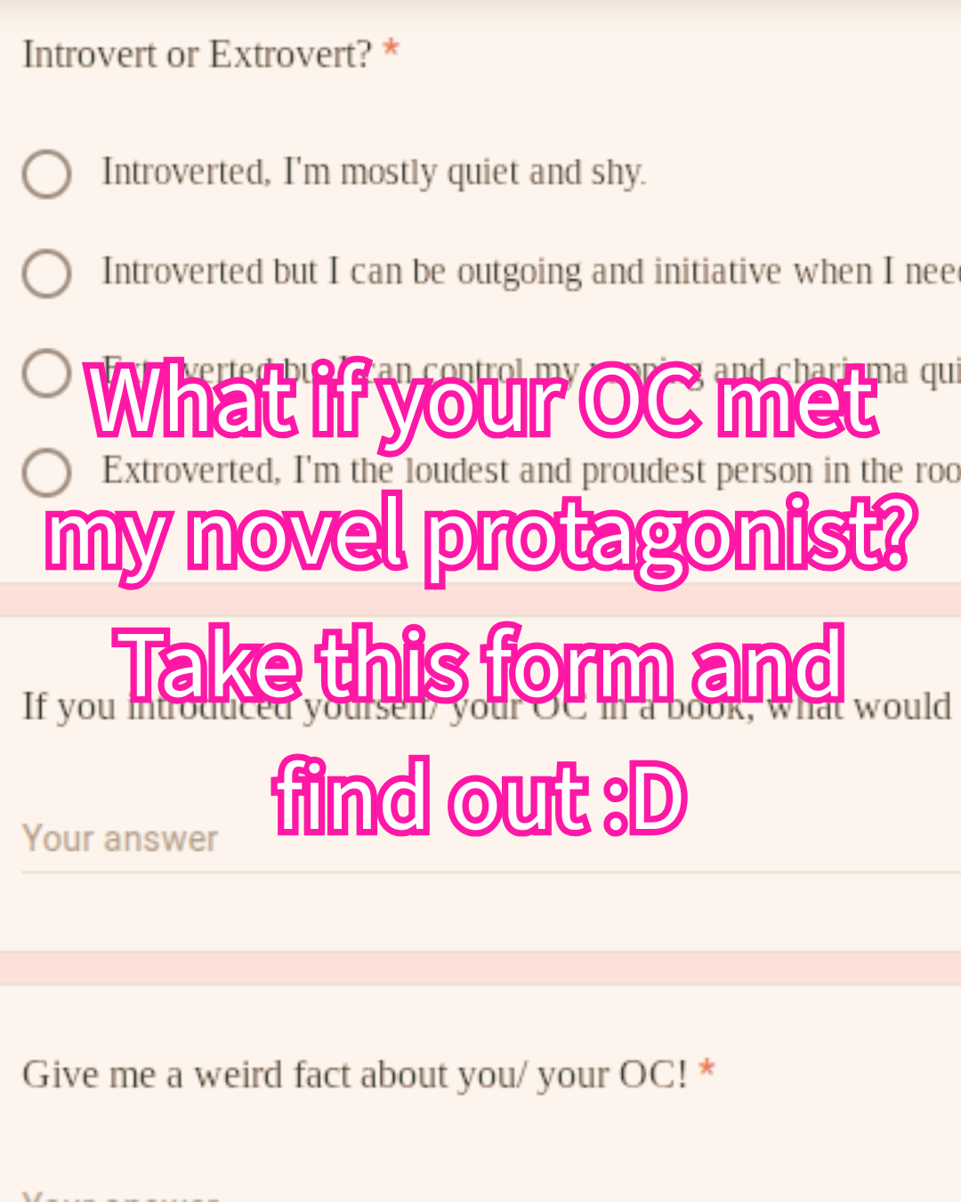 Would my Protagonist Like Your OC Quiz!
