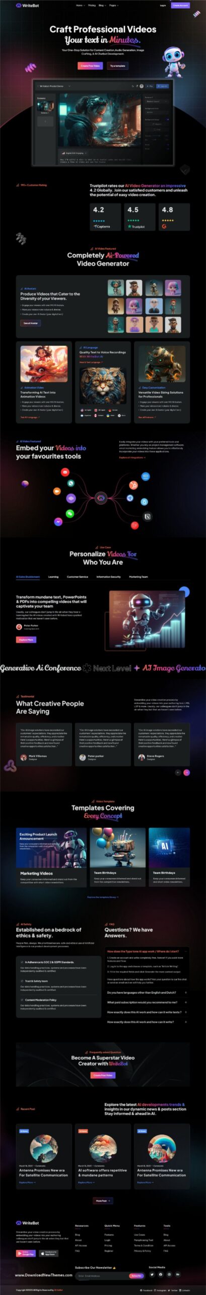 7+ Niche Multipurpose AI Landing HTML Template