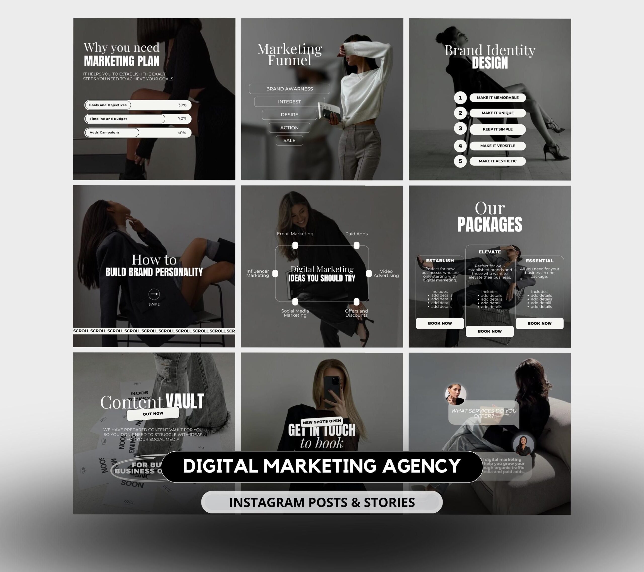 Digital Media Agency Instagram Templates, Social Media Marketing Posts and