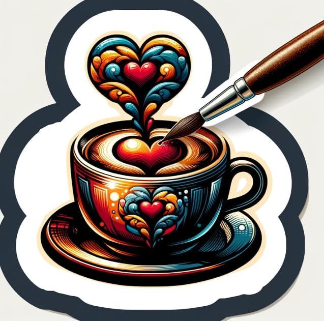 Brighten Your Day with a Heart Coffee Cup Sticker for Coffee Lovers