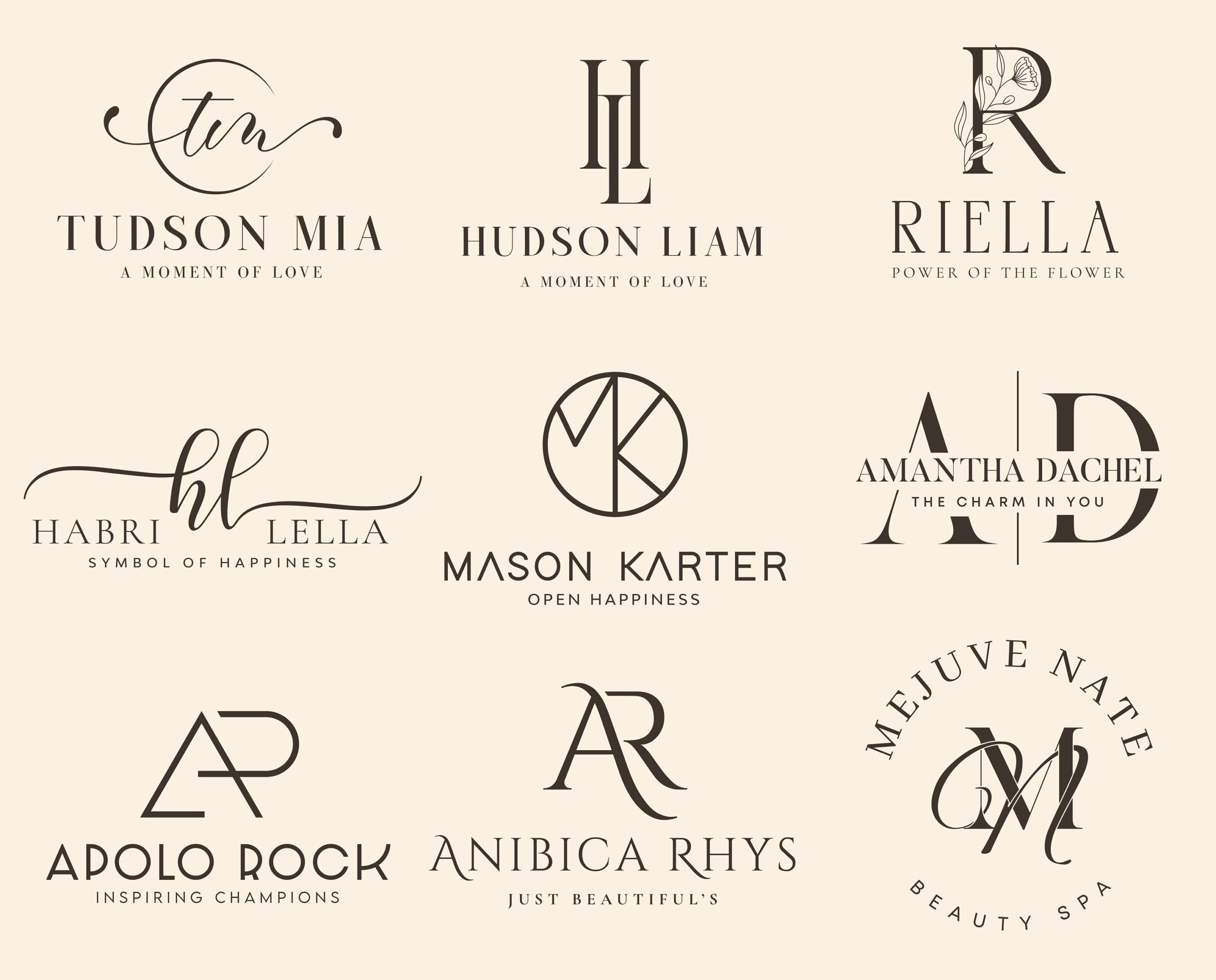 logo d’entreprise de beauté, logo d’entreprise personnalisé, création de logo sur toile, kit de marque