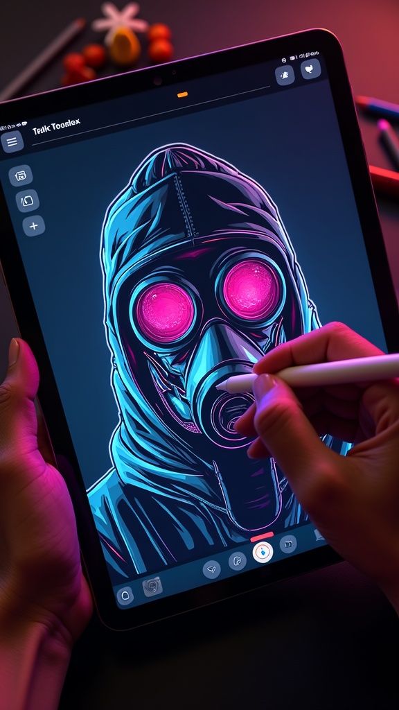 Gas Mask Noir: Captivating Stained Glass Expressions