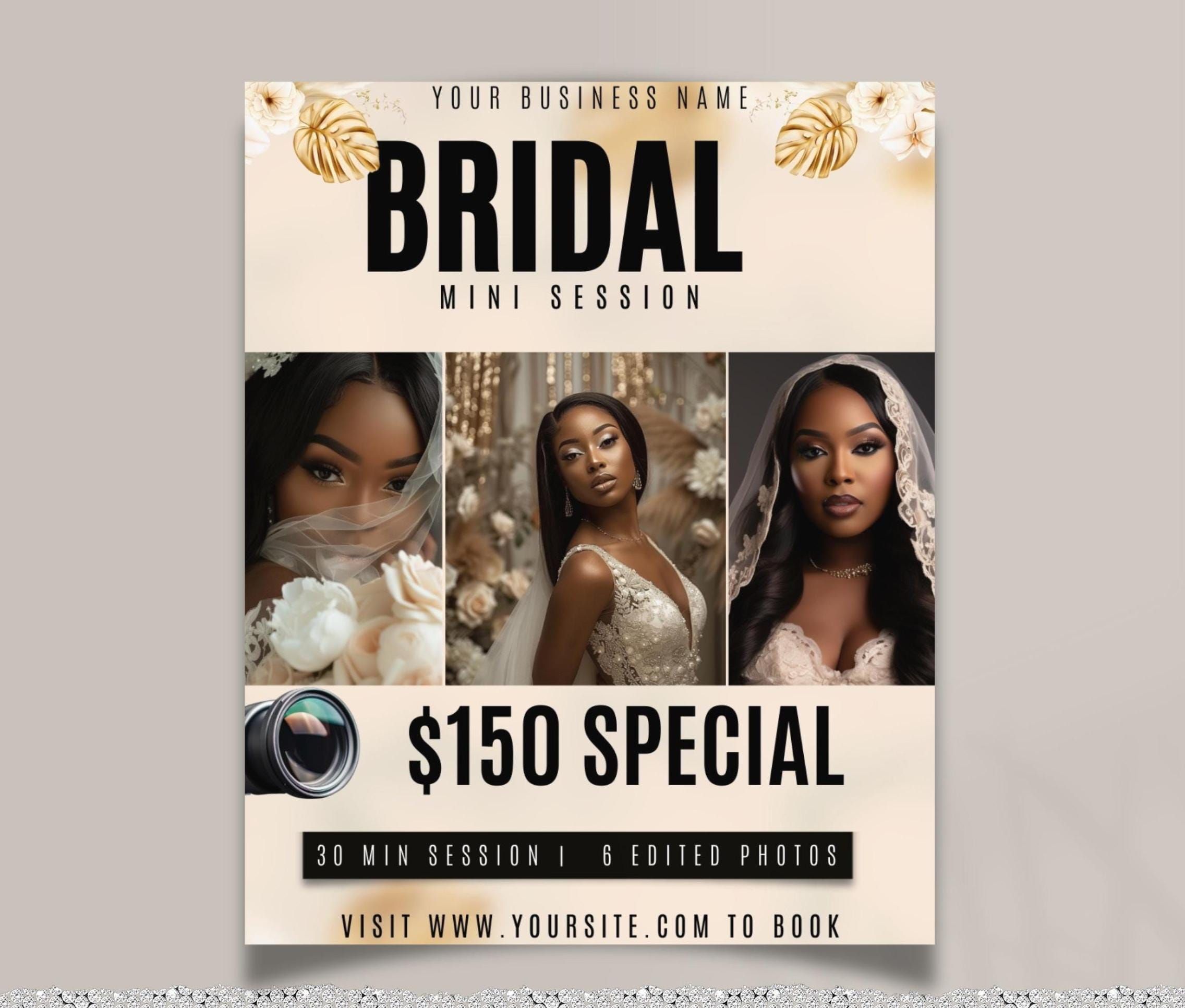 Flyer de réservation de séance photo de mariée, modèle de Flyer de photographe, Flyer de photographie, Mini Flyer de séance photo, Flyer promotionnel d’entreprise photo bricolage