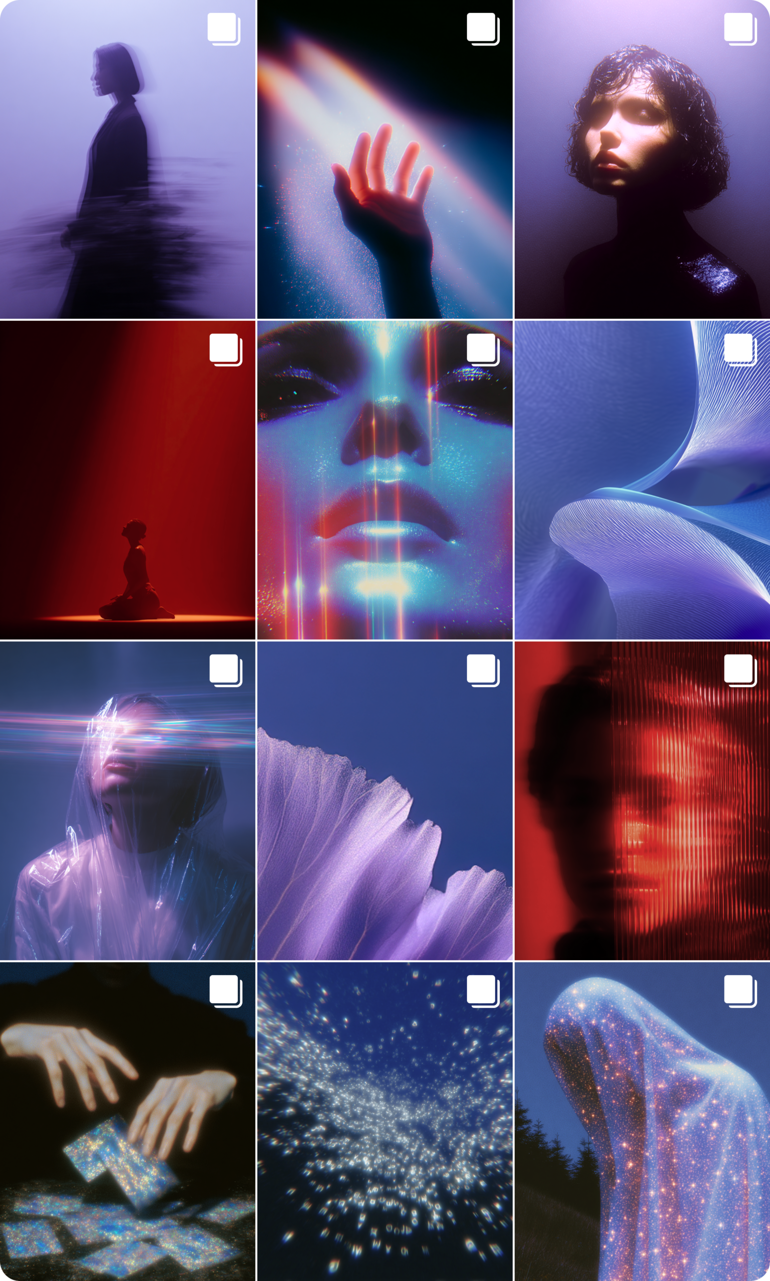 instagram feed // retro futurism // mystique // purple red