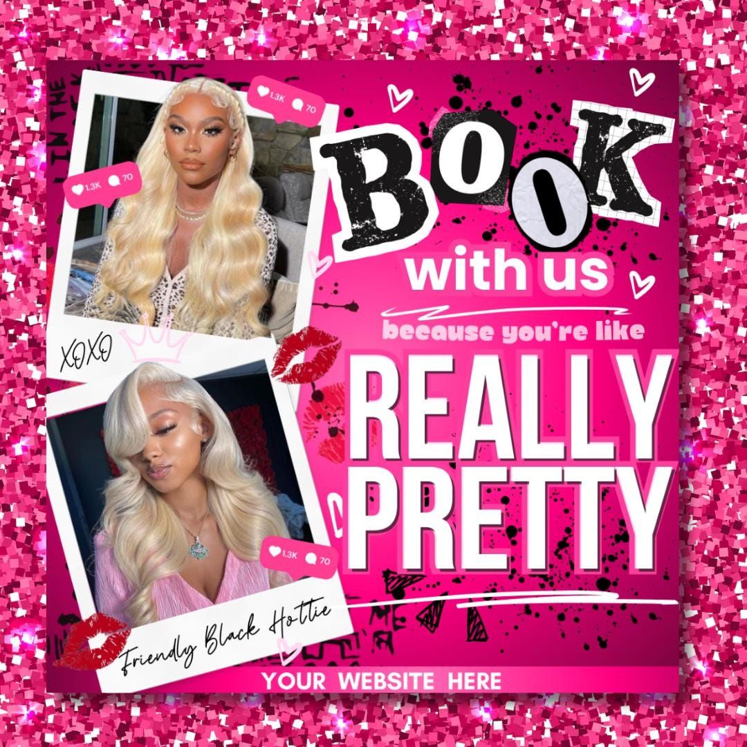 Modèle de flyer modifiable Burn Babe pour coiffeurs – Flyer de réservation, Flyer pour les cheveux, Flyer pour perruque, Flyer pour réserver,