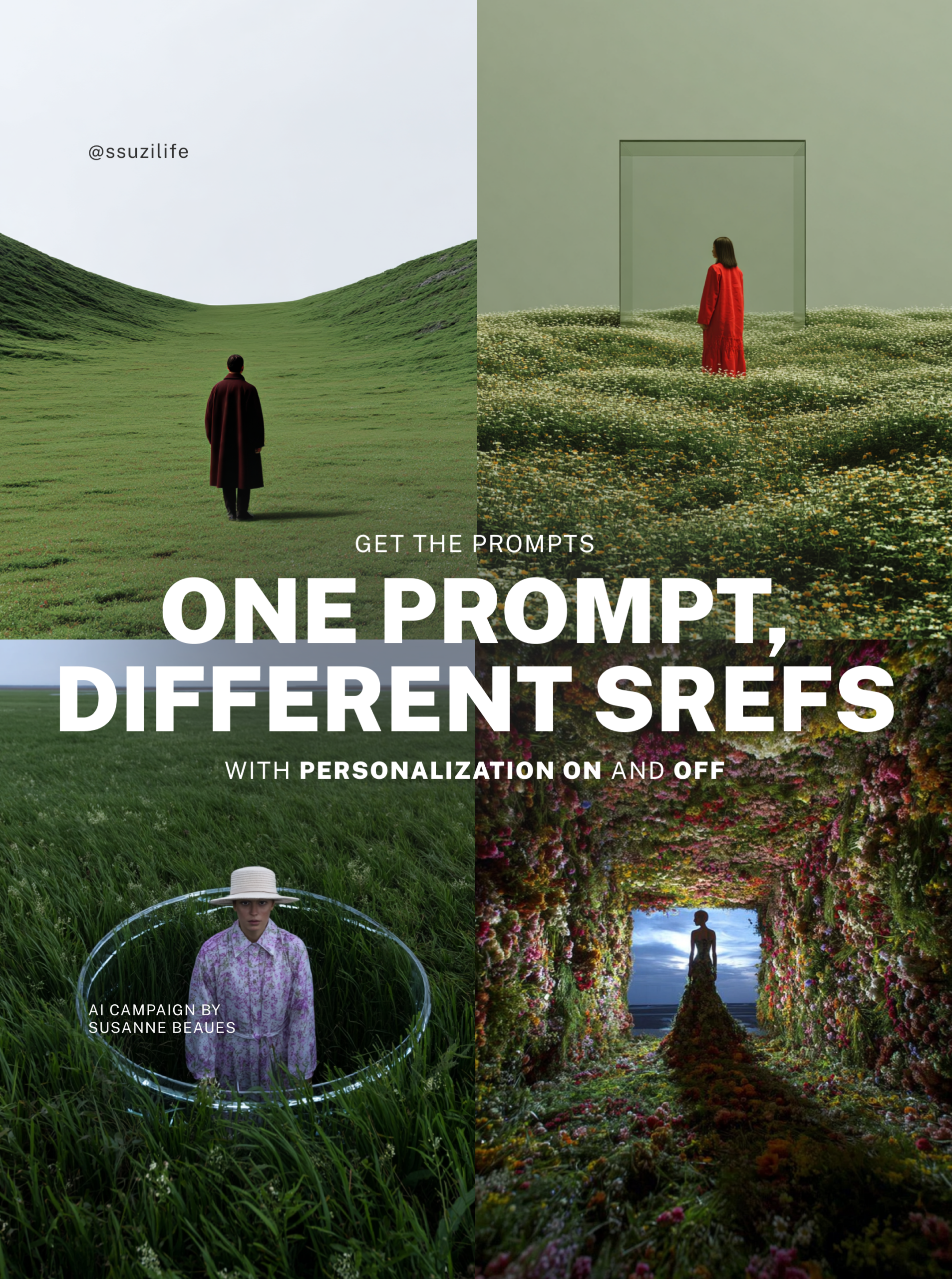 One Prompt Different Srefs Comparison Midjourney Fashion AI Magazine Advertising Marketing Campaign