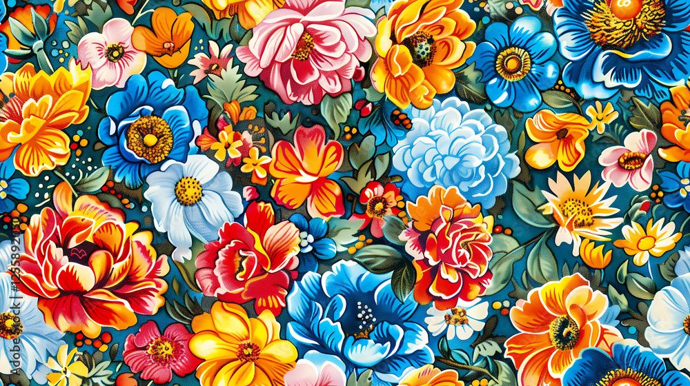 Colorful vintage floral seamless pattern