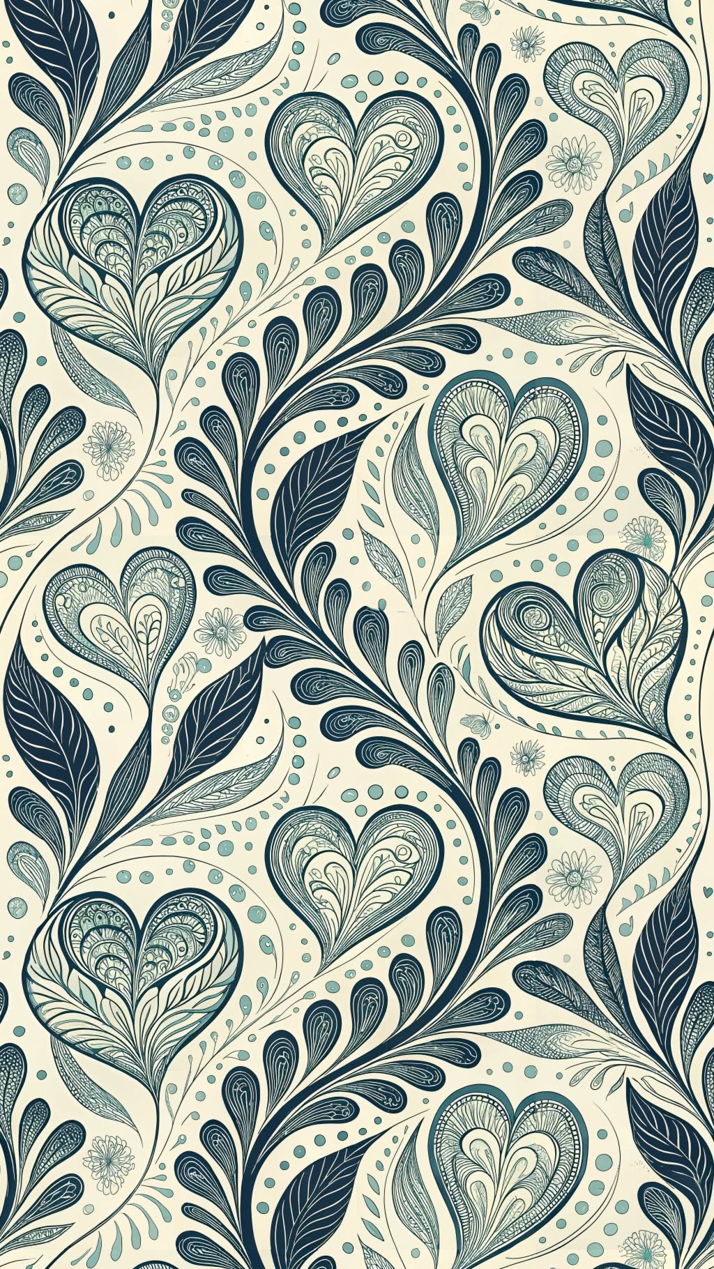 Ornate Heart & Vine Surface Pattern Design