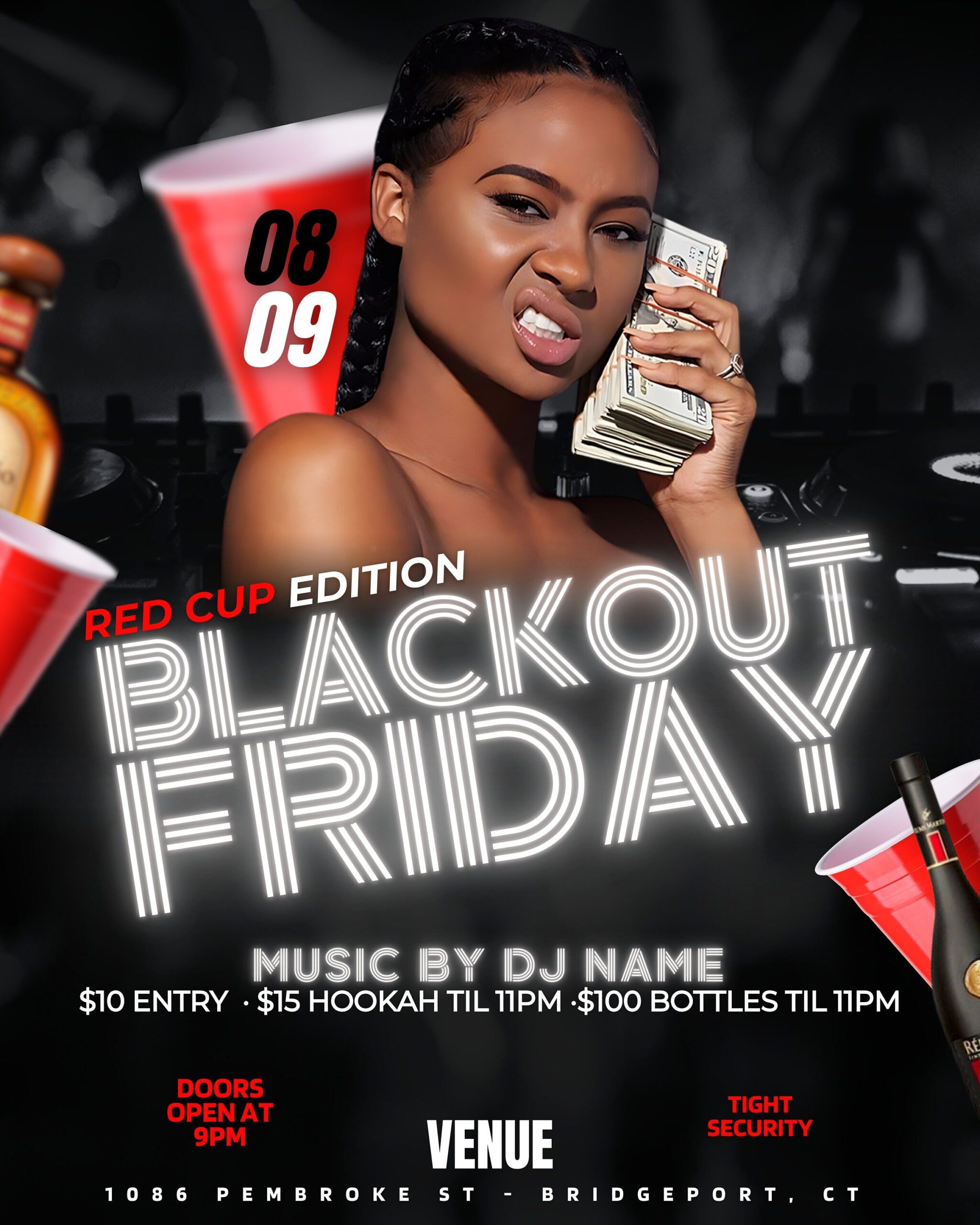 Modèle Canva de flyer de club en mouvement/animé modifiable