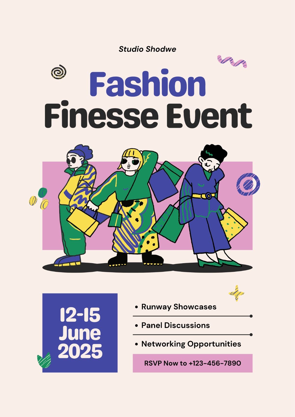 Pink Blue Playful Fashion Event Poster