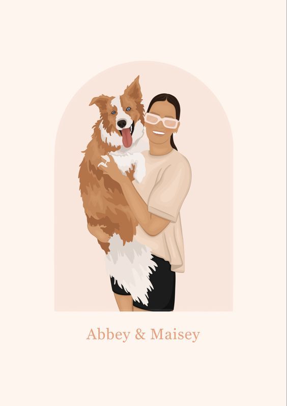 Girl and dog illustration