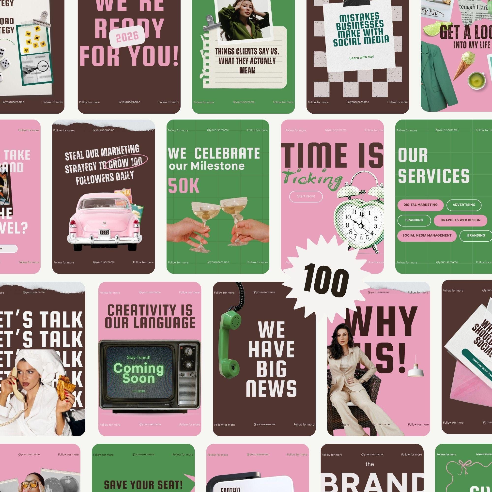 Modèles de publication Instagram audacieux, publications sur les réseaux sociaux pour créateur de contenu moderne